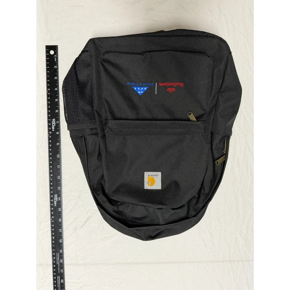 Carhartt Budweiser Folds of Honor Black Canvas Backpack Work Bag Everyday Carry